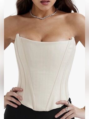 House Of Cb Genevieve Strapless Satin Corset Top